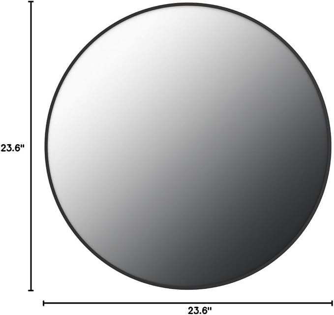 VooBang Round Mirror 23.6" Black Wall Mounted Circle Mirrors Vanity Mirror - Image 9