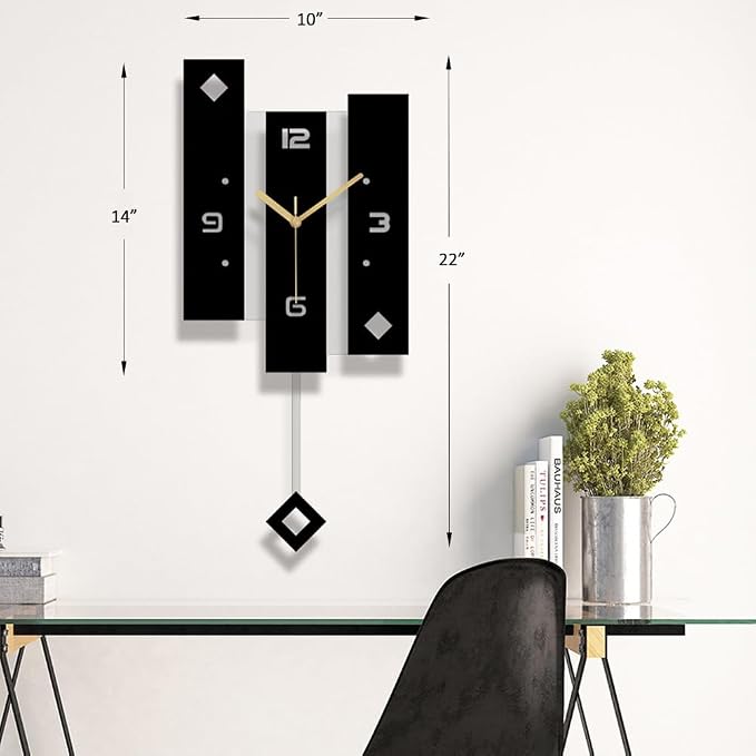 SHISEDECO Creative Mute Modern Large Pendulum Clock in Black and White Color - Image 3