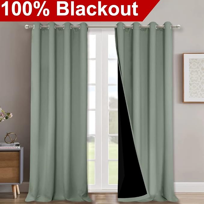 NICETOWN 100% Blackout Window Curtain Panels, Heat and Full Light Blocking - Image 2