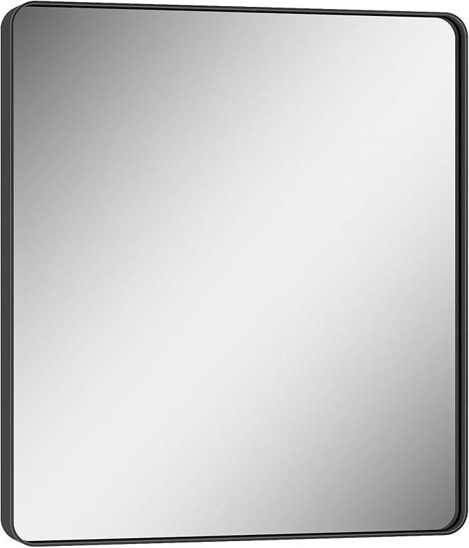 Keonjinn Black Bathroom Mirror for Over Sink, 32 x 36 Inch Rounded Rectangle - Image 9
