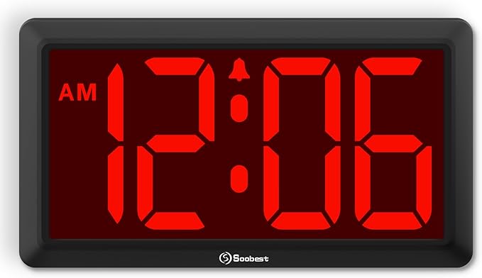 Soobest 9.5 Inch Large Digital Wall Clock Battery Operated, Auto & Manual by Soobest