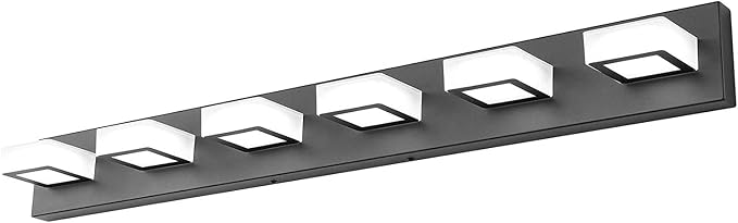 Ralbay 6 Lights LED Modern Dimmable Matte Black Vanity Light Acrylic Modern by RalbayLighting