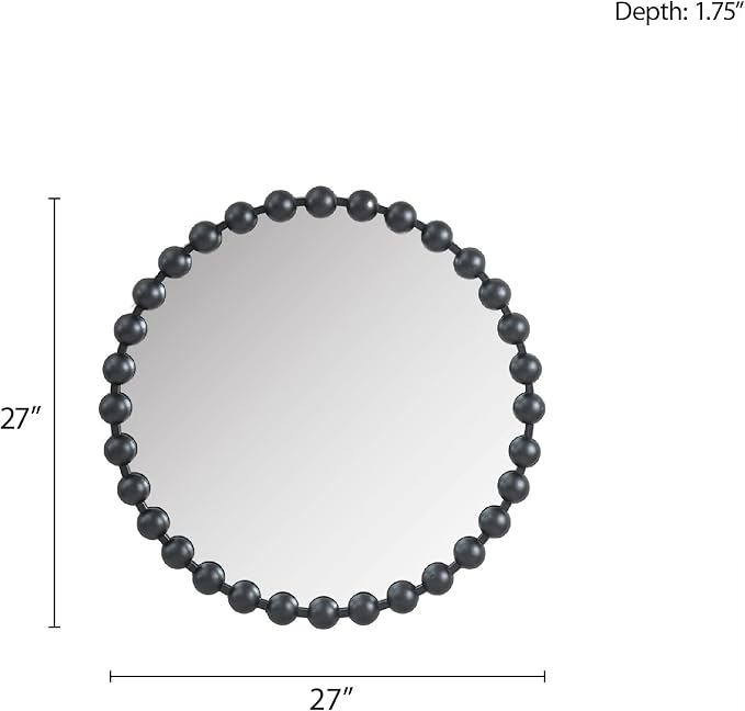Madison Park Round Mirror, Metal Frame Circle Mirror 27 inch, Wall Art Decor - Image 5