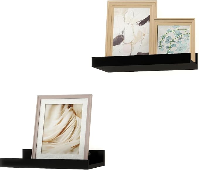 Small Black Floating Shelves for Wall Decor, Wall Mounted Wood Shelf for Bedroom by Unknown