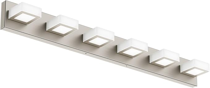 Ralbay Brushed Nickel Bathroom Vanity Light Metal Acrylic Modern LED Bathroom by RalbayLighting