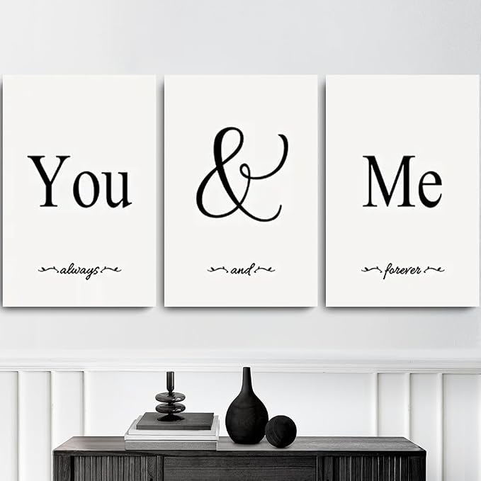 GUBIYU Black & White Bedroom You And Me Canvas Poster - Image 3