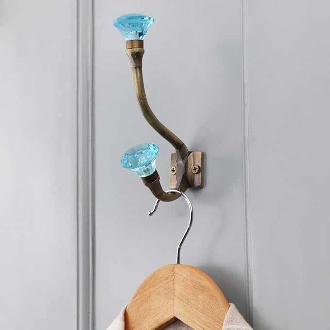 Indian Shelf 12 Piece Heavy Duty Crystal Decorative Colourful Coat Hooks Unique - Image 8