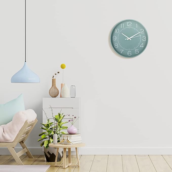 HZDHCLH 10 inch Small Wall Clock, Battery Operated, Mint Green, Modern Quartz - Image 5