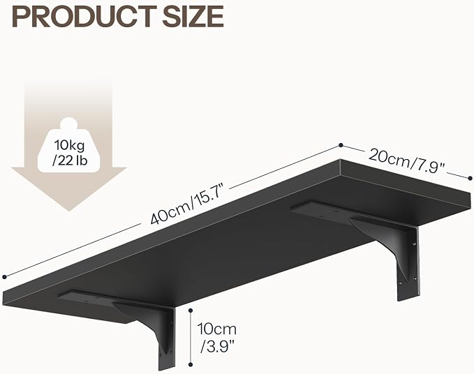 HOOBRO Floating Shelves for Wall, 15.4" Wall Mounted Shelves Set of 2, Hanging - Image 3