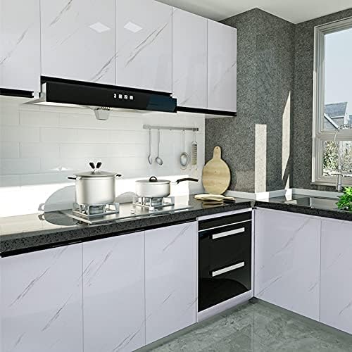 Glossy Marble Paper Granite Gray/White Wallpaper Peel and Stick Wallpaper Self - Image 2