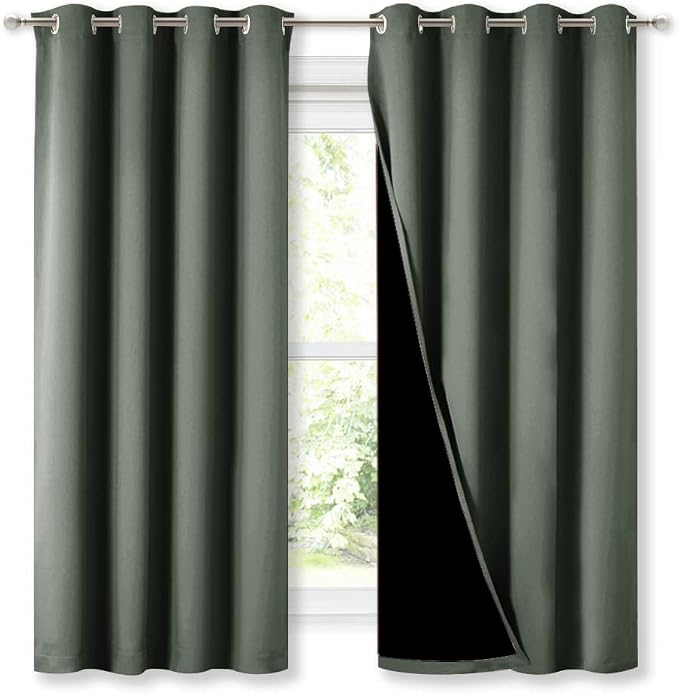 NICETOWN Dark Mallard 100% Blackout Lined Curtains, 2 Thick Layers Completely by NICETOWN