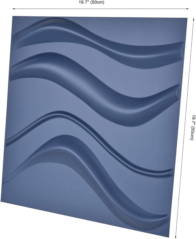Art3d Navy Blue 3D Wall Panel PVC Slim Wave Covers 32 Sqft, - Image 5