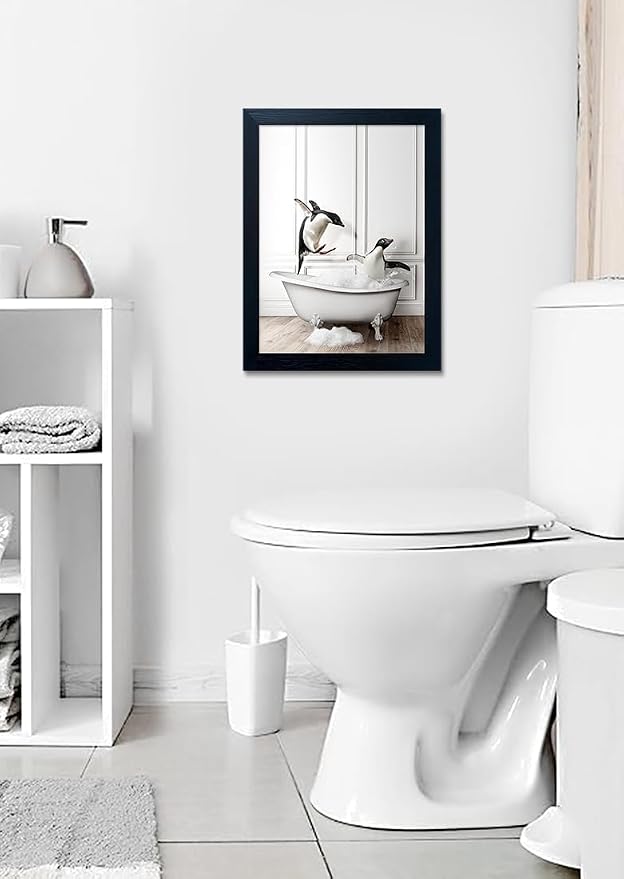 Framed Kids Bathroom Decor Funny Bathroom Wall Art Black and White Wall Decor - Image 9