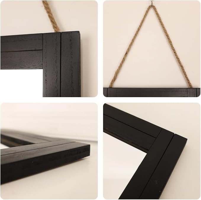 Rectangle Wall Mirror for Bathroom, Distressed White Wood Decor - Image 2