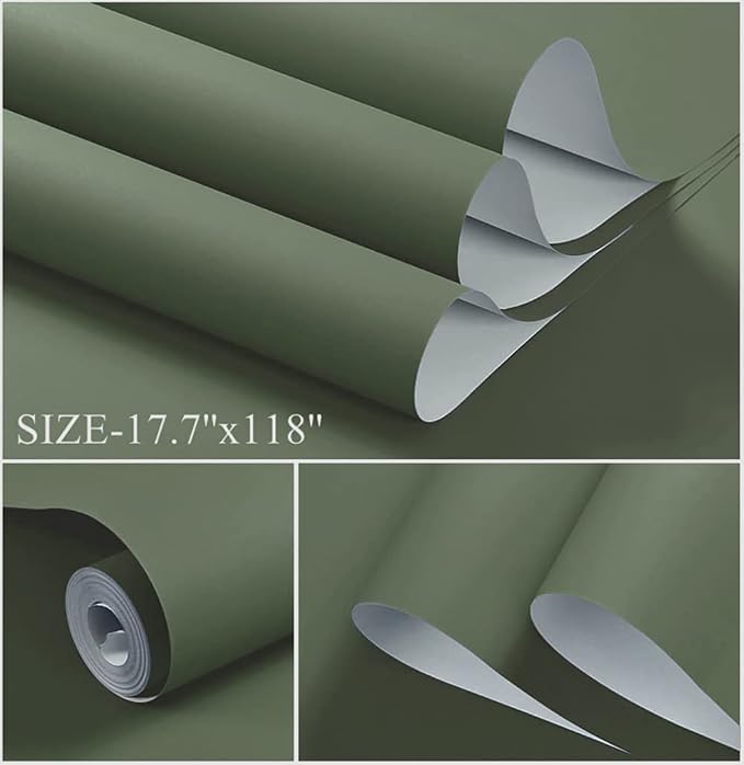 Dimoon 394''x17.7'' Green Peel and Stick Wallpaper Contact Paper Modern Self - Image 2