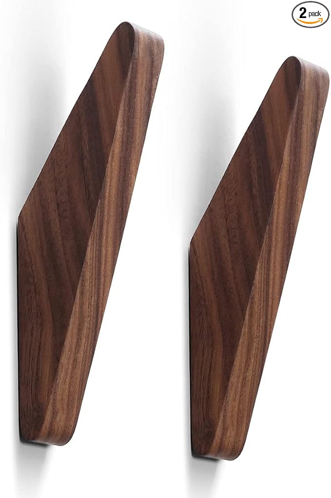 COCOYA 2Pack Wood Hooks Wall Mounted, Minimalist Easy Install Natural Real by COCOYA