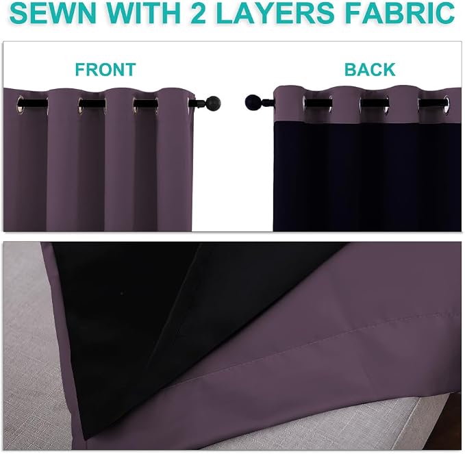 NICETOWN 100% Blackout Curtains 84 inches Long, 52 inches Wide, Pair of Energy - Image 5