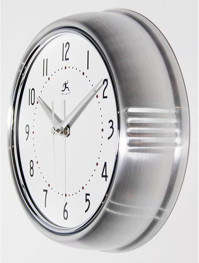 Infinity Instruments LTD. Retro 9 inch Silent Sweep Non-Ticking Mid Century - Image 4