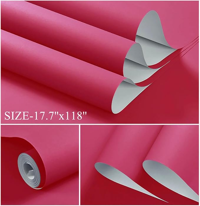 Dimoon 393''x17.7'' Pink Peel and Stick Wallpaper Contact Paper Modern Self - Image 2