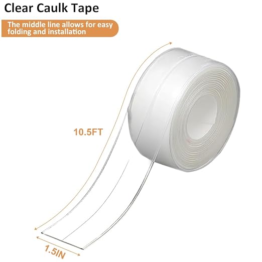 Clear Caulk Tape Waterproof Self Adhesive, Peel & Stick Bathroom Chalk Tape - Image 2