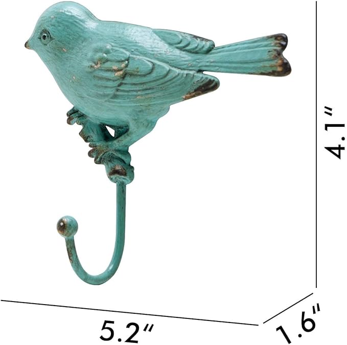 SOFFEE DESIGN Set of 4 Vintage Metal Birds Wall Coat Hooks, Heavy Duty Hangger - Image 4