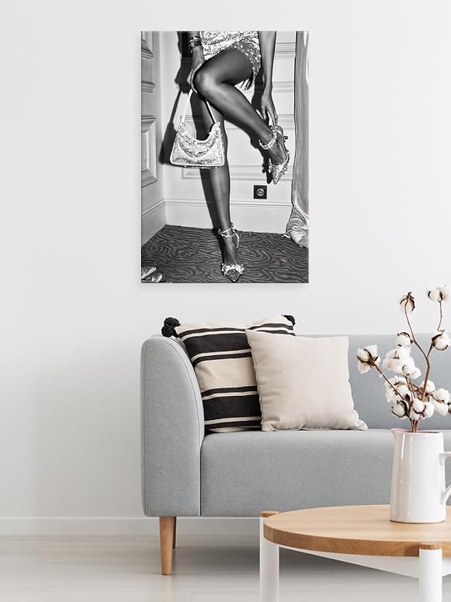 High Fashion Poster Trendy Black and White Wall Art Retro Girl Room Decor - Image 5