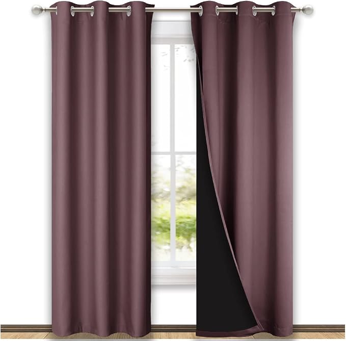 NICETOWN Dry Rose Blackout Curtains 84 inches Long, Full Light Blocking Drapes by NICETOWN