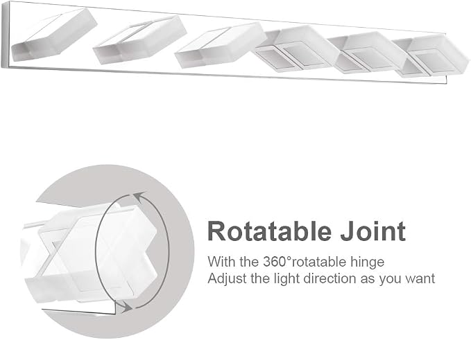 Ralbay Modern LED Bathroom Vanity Lights 6 Lights Acrylic Stainless Steel LED - Image 2