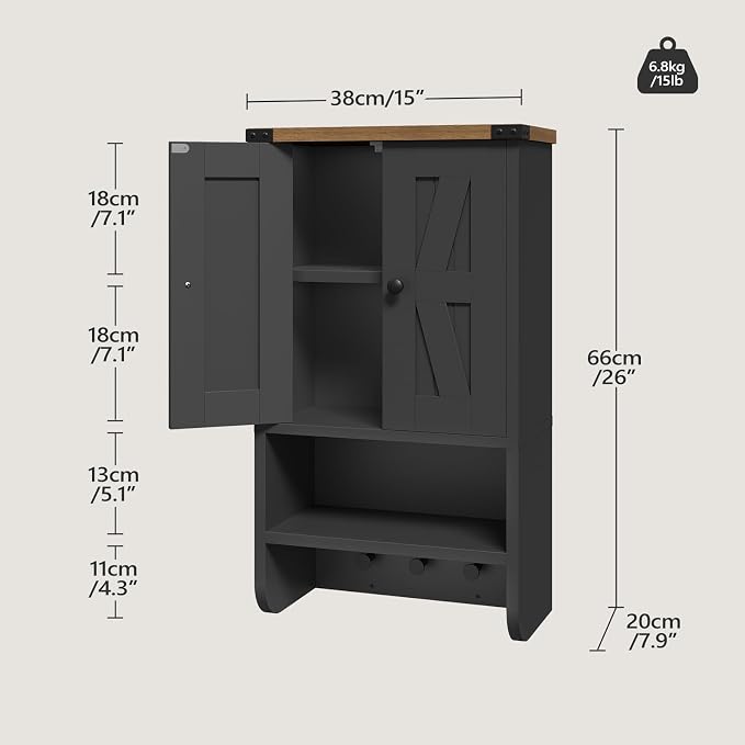 MAHANCRIS Bathroom Wall Cabinet, Farmhouse Medicine Cabinet - Image 3