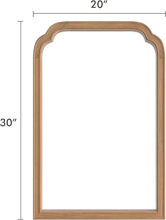 WallBeyond Wood Frame Wall Mirror Rounded Corner Arch Rectangle Mirror - Image 3