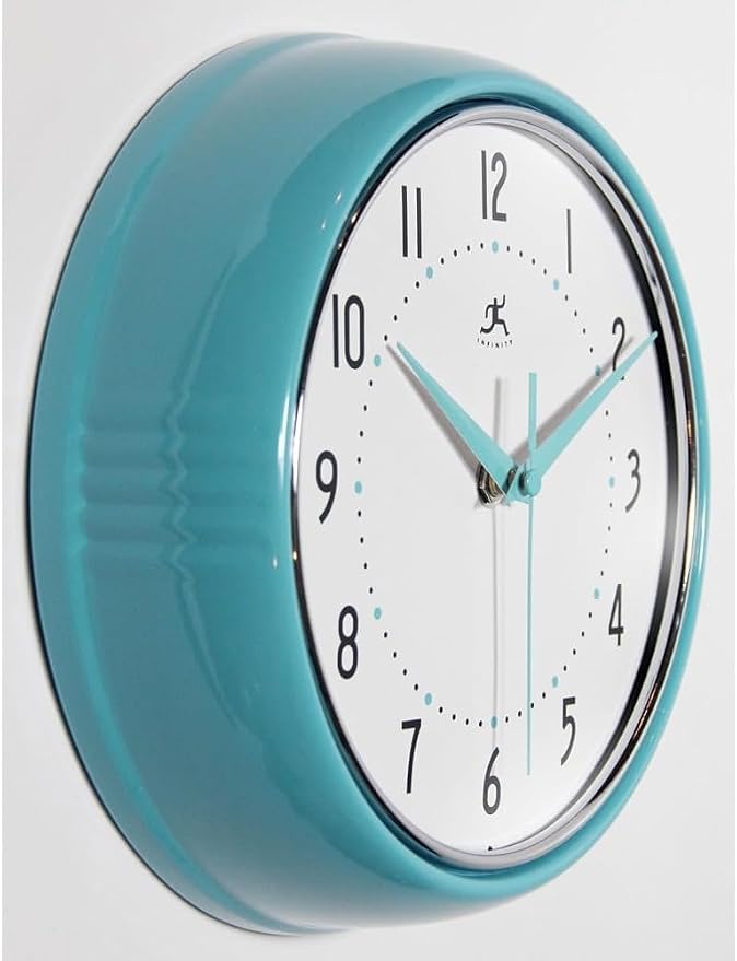 Infinity Instruments LTD. Retro 9 inch Silent Sweep Non-Ticking Mid Century - Image 3