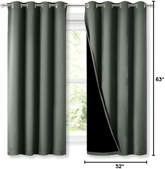 NICETOWN Dark Mallard 100% Blackout Lined Curtains, 2 Thick Layers Completely - Image 9