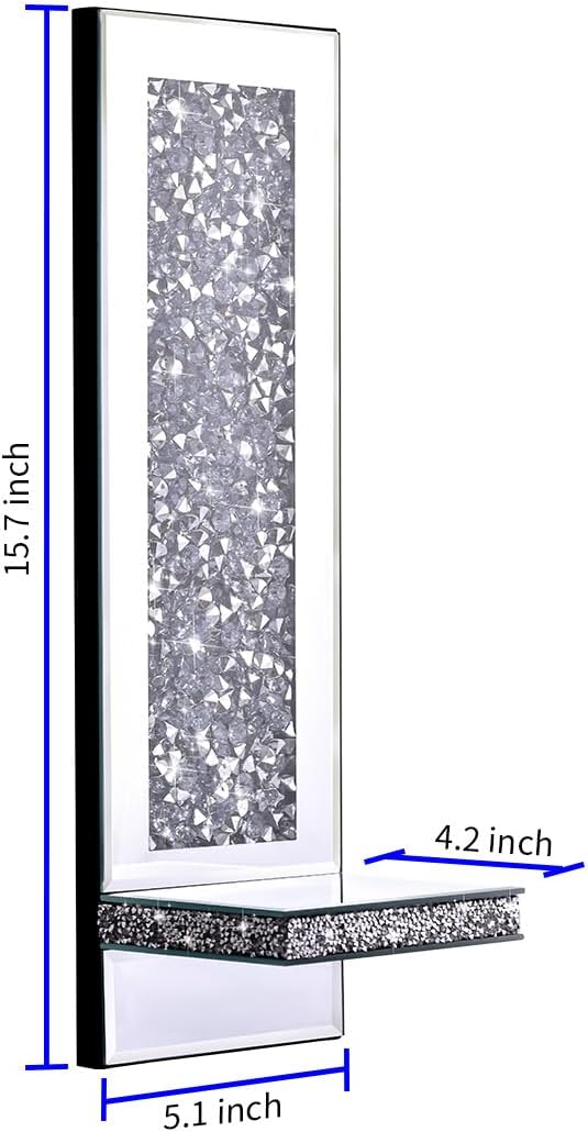 Aeveco Crystal Crush Diamond Mirrored Candle Sconces, Wall Decorations - Image 2