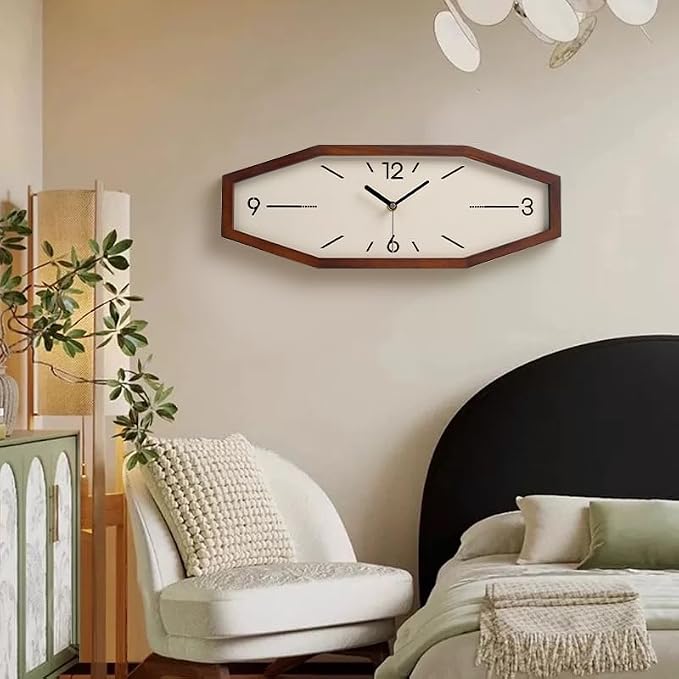 DaguyS Wooden Retro Wall Clocks, 18 Inches Square Clocks Rectangular Wall Clock - Image 6