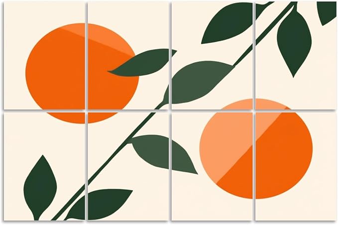 8 Pack Art Acoustic Panels Sound Absorbing Boho Botanical Leaf Orange Green by Unknown