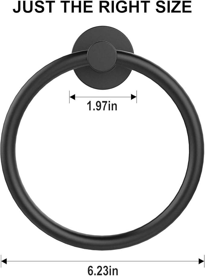 SetSail Towel Holder for Bathroom Wall Matte Black Towel Ring Stainless Steel - Image 6