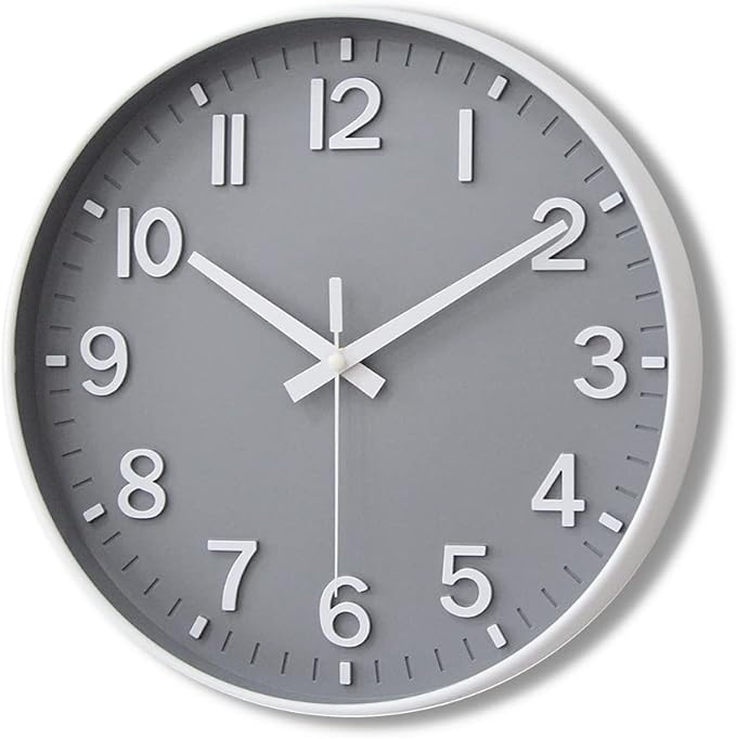 HZDHCLH Grey Wall Clock 12 Inch Silent Non Ticking Clock by HZDHCLH