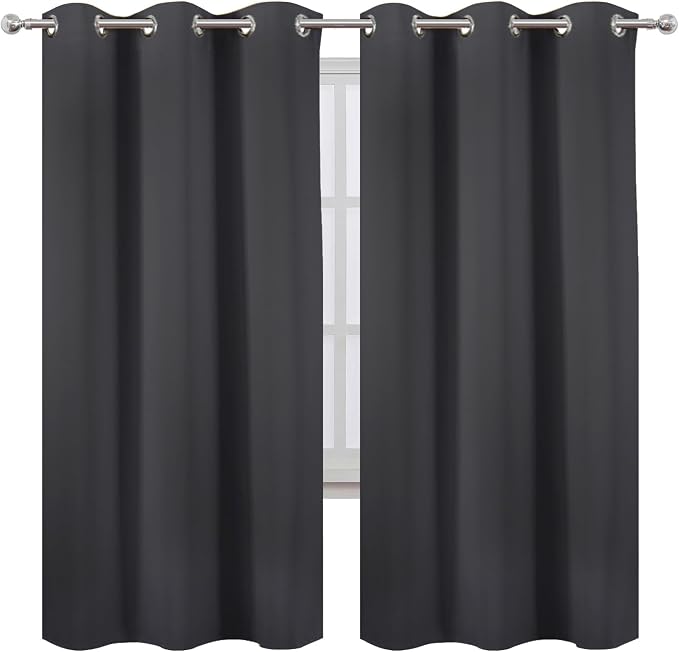 LEMOMO Dark Grey Thermal Blackout Curtains/42 x 72 Inch/Set of 2 Panels Room - Image 2
