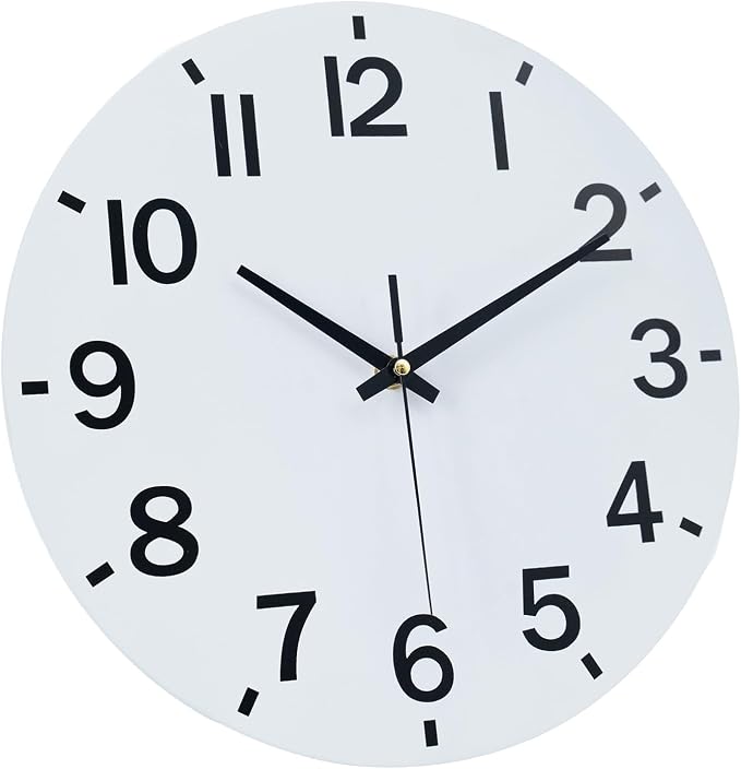 HZDHCLH Wall Clock 10 Inch Silent Non Ticking Wood Battery Operated White - Image 6