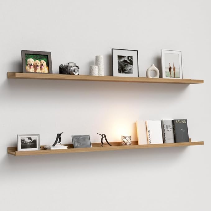 Boswillon 55.1 Inches Long Floating Shelves, 2 Set Rustic Wall Shelf by Boswillon