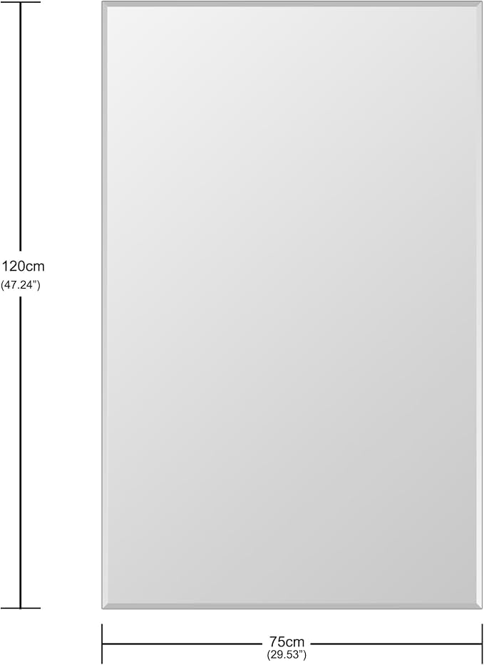 Ruomeng Rectangle Wall Mirror Frameless Bathroom Mirror 48” x 30" Beveled Edge - Image 3