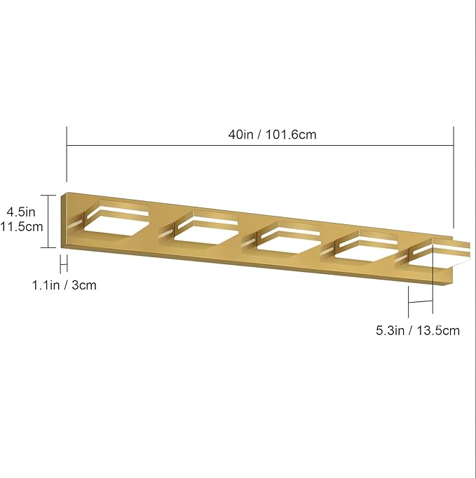 SineRise LED Modern Bathroom Vanity Light Fixtures, Brass Modern Acrylic - Image 5
