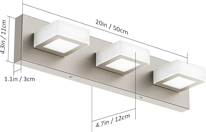 Ralbay Brushed Nickel Bathroom Vanity Lights Metal Acrylic LED Modern Bathroom - Image 3