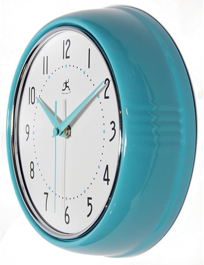 Infinity Instruments LTD. Retro 9 inch Silent Sweep Non-Ticking Mid Century - Image 4