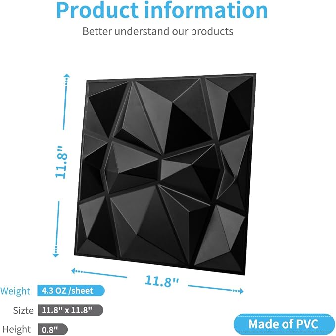 Art3d Decorative 3D Wall Panels in Diamond Design - Image 4