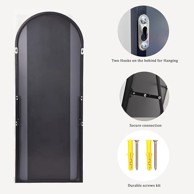 Dewfig Arched Full Length Mirror, Full Body Mirrors - Image 7