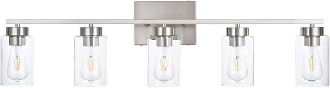 5 Light Bathroom Vanity Light Fixtures, Brush Nickel Modern Wall Lights - Image 2