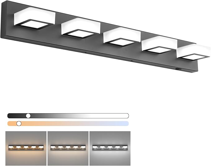 Ralbay 5 Color Temperature Black Vanity Lights Dimmable Acrylic Modern LED by RalbayLighting