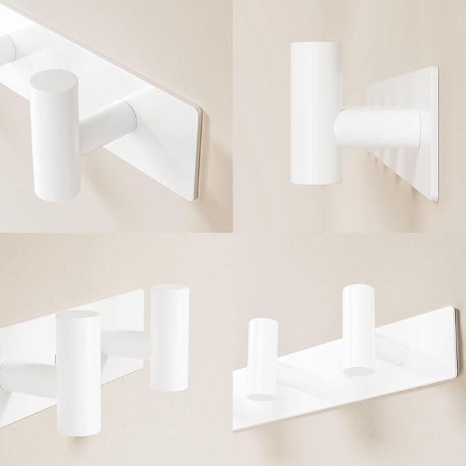 GWAAZXGZ White Wall Mounted Coat Rack – 5 T-Shaped Pegs - Image 5