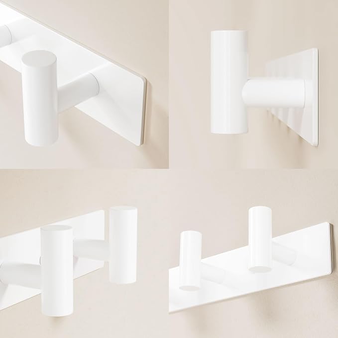 GWAAZXGZ White Wall Mounted Coat Rack – 5 T-Shaped Pegs - Image 5